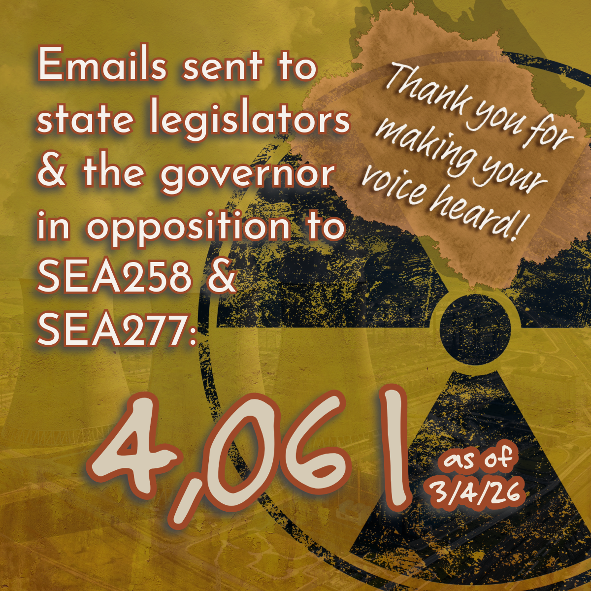 4,061 emails sent to state legislators and the governor in opposition to SEA258 & SEA277.