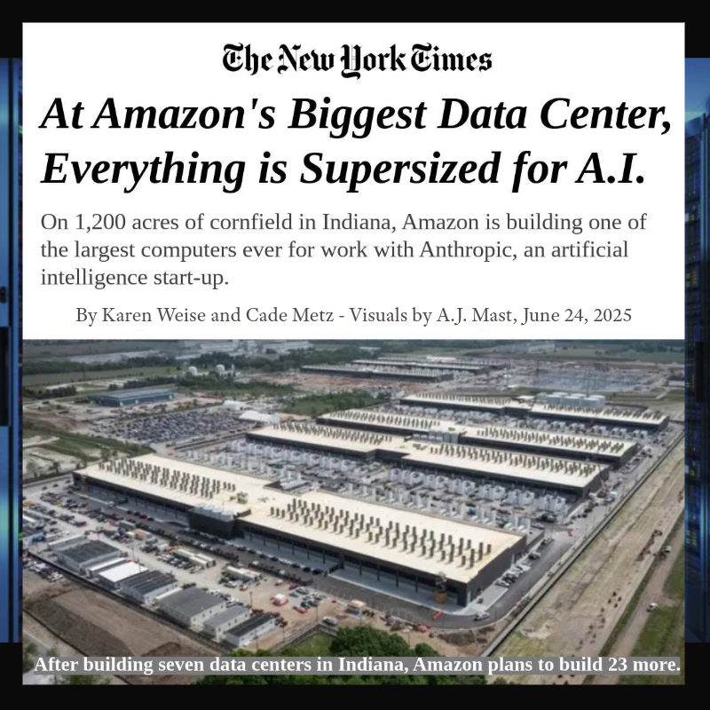 Amazon hyperscale AI data center in New Carlisle, New York Times, June 2025