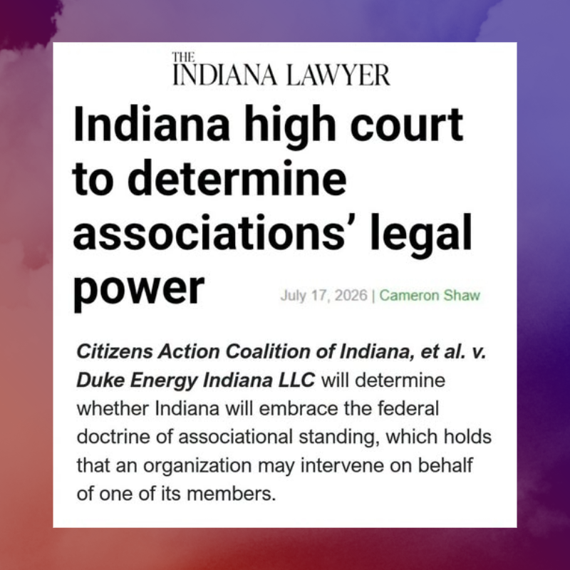 July 2026 Indiana Lawyer article: Indiana high court to determine associations' legal power