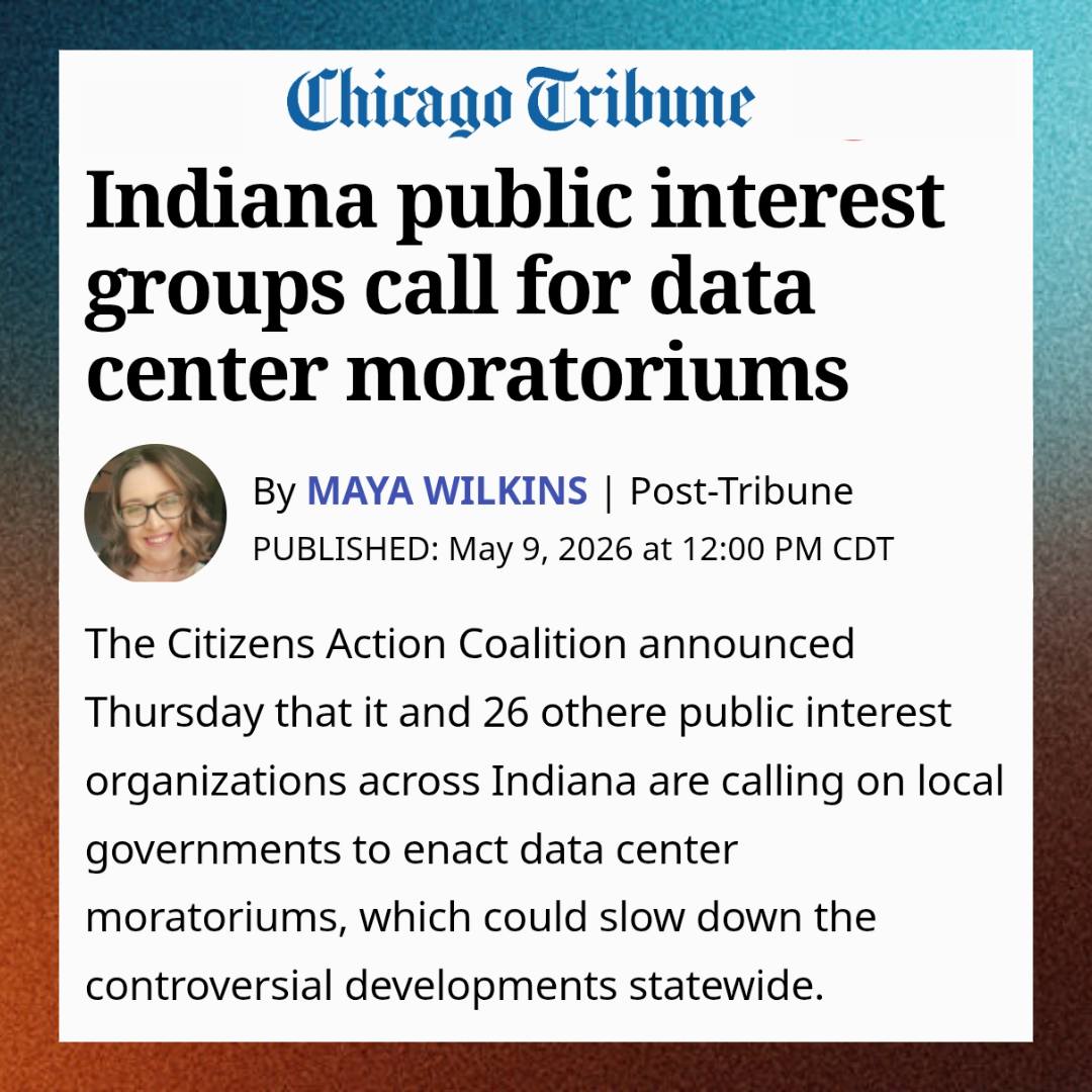 May 2026 Chicago Tribune: Public interest groups call for a data center moratorium