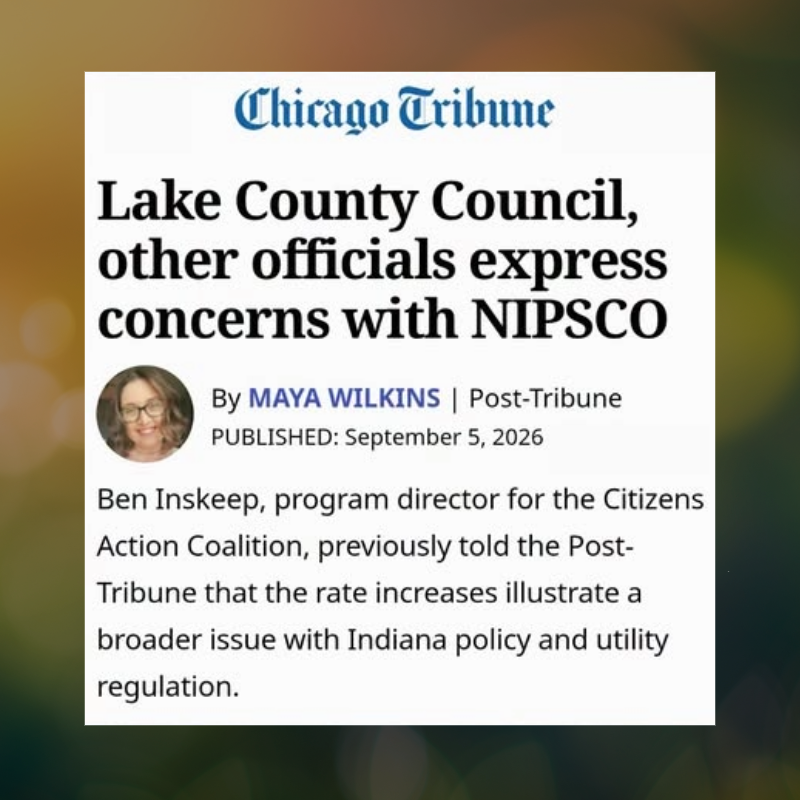 September 2026 Indiana Chicago Tribune article entitled Lake County Council, other officials express concerns with NIPSCO.