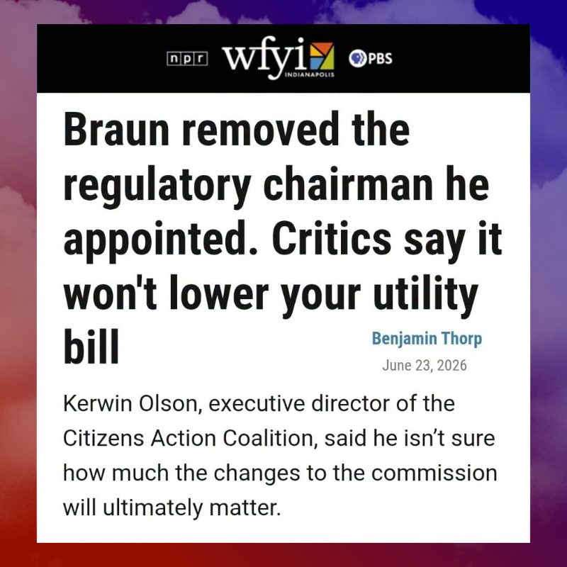 July 2026 WFYI - Braun demotes IURC chair
